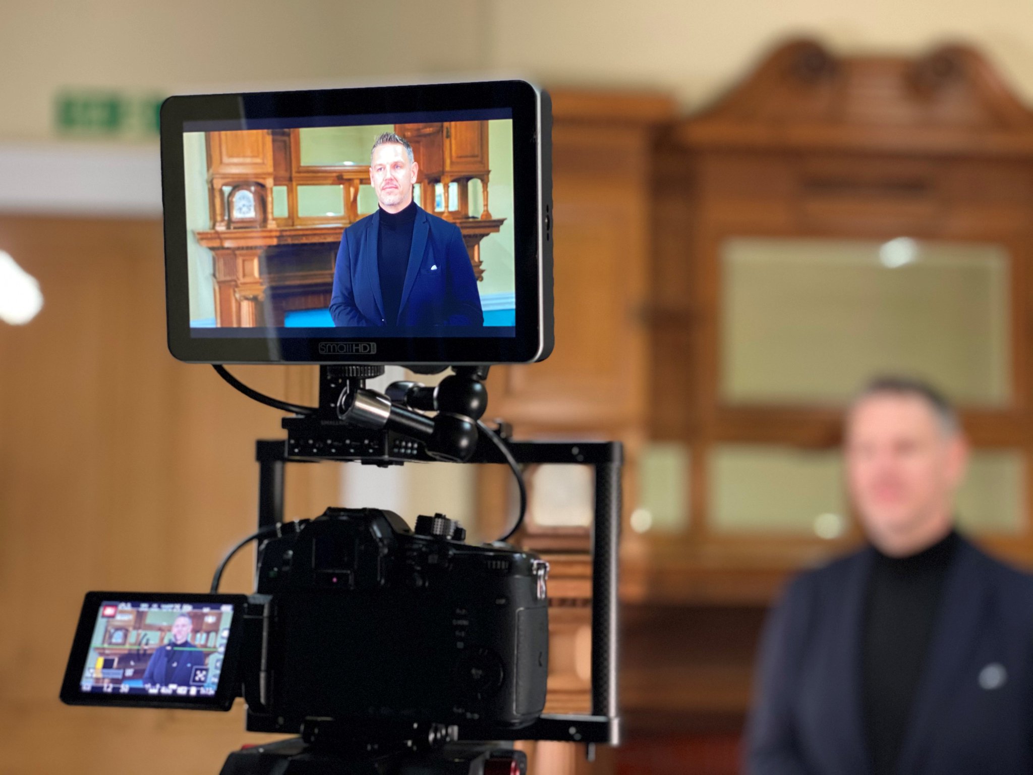 PCC John Campion behind camera screen